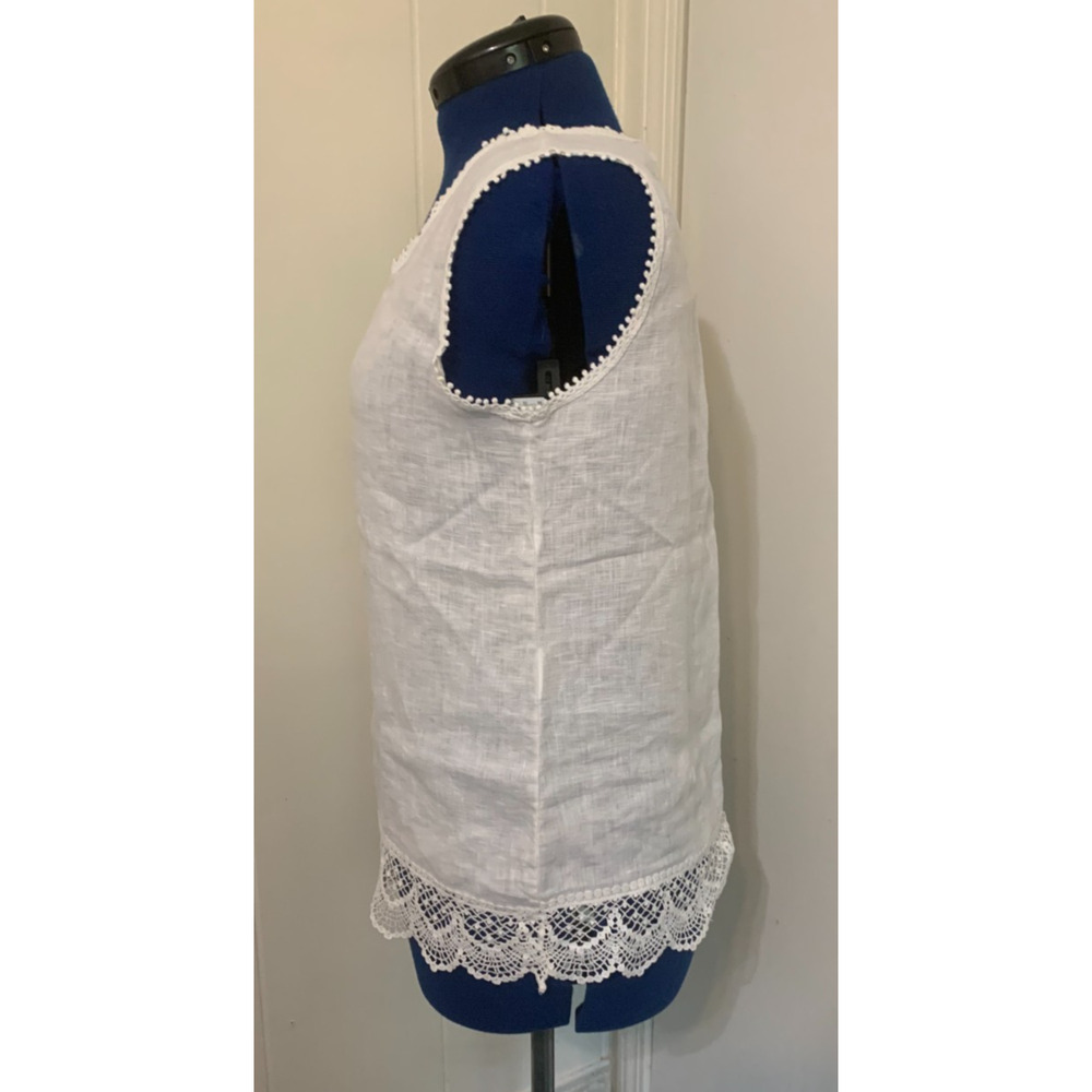 Laura Bianchi women L 100% Linen White Sleeveless tank Top Beachy Resort - Picture 2 of 8